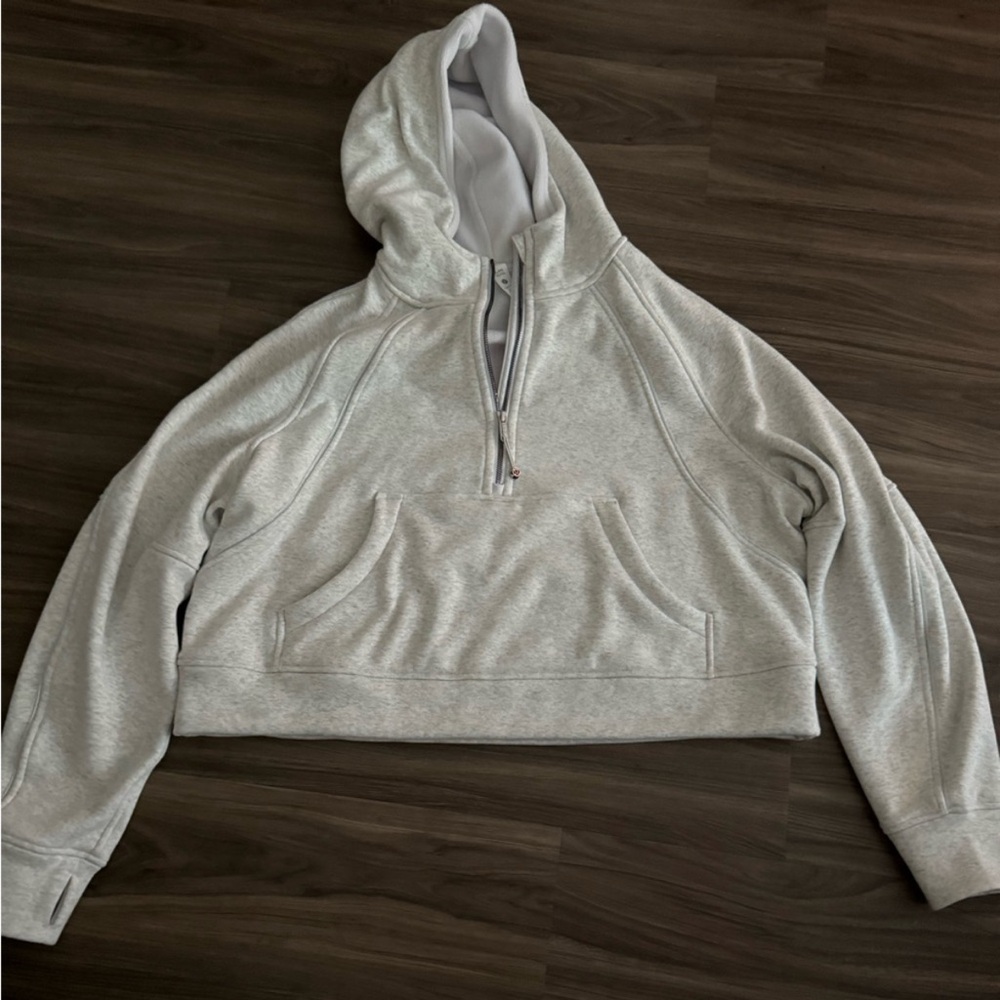Grey Cropped Lululemon Soft Quarter Zip Hoodie